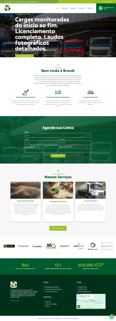 Criação de Site Plásticos Brandt