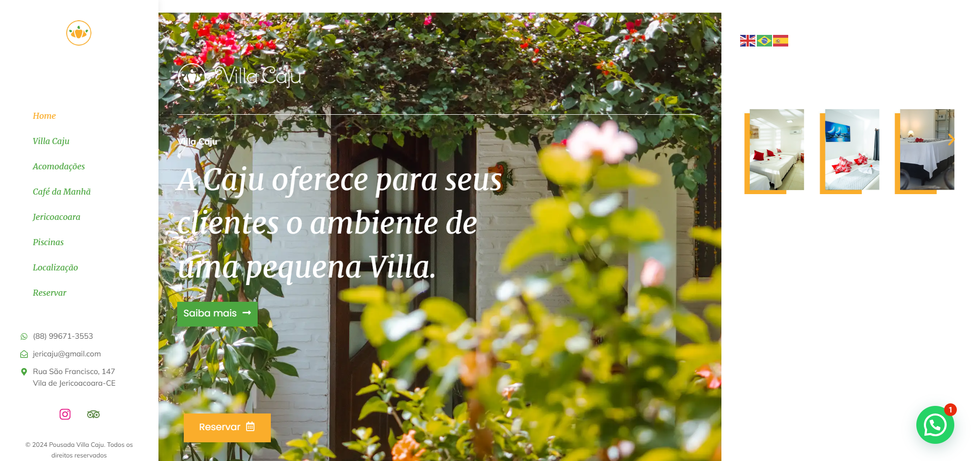 Criação de Site Pousada Villa Caju
