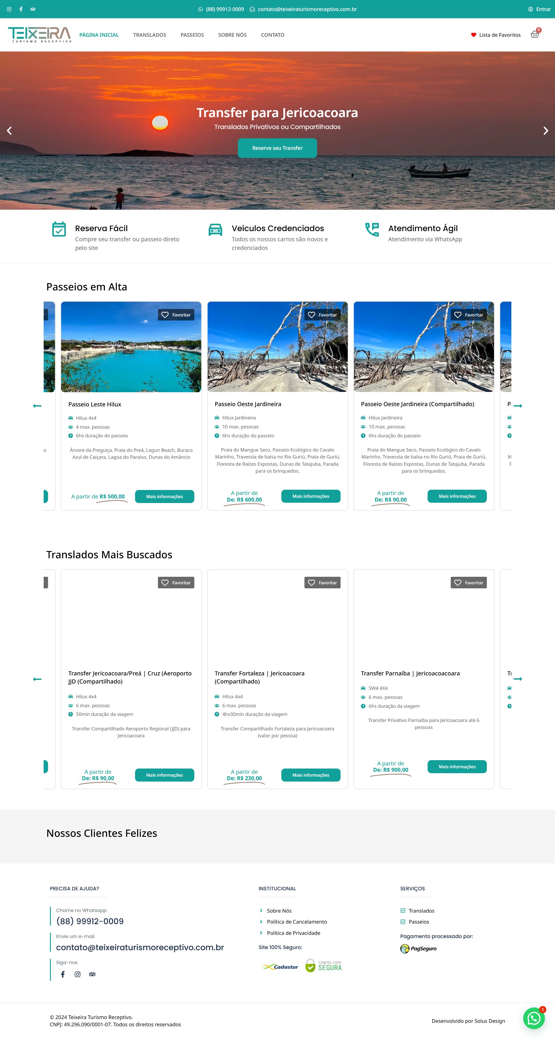 Criação de Site Teixeira Turismo Receptivo