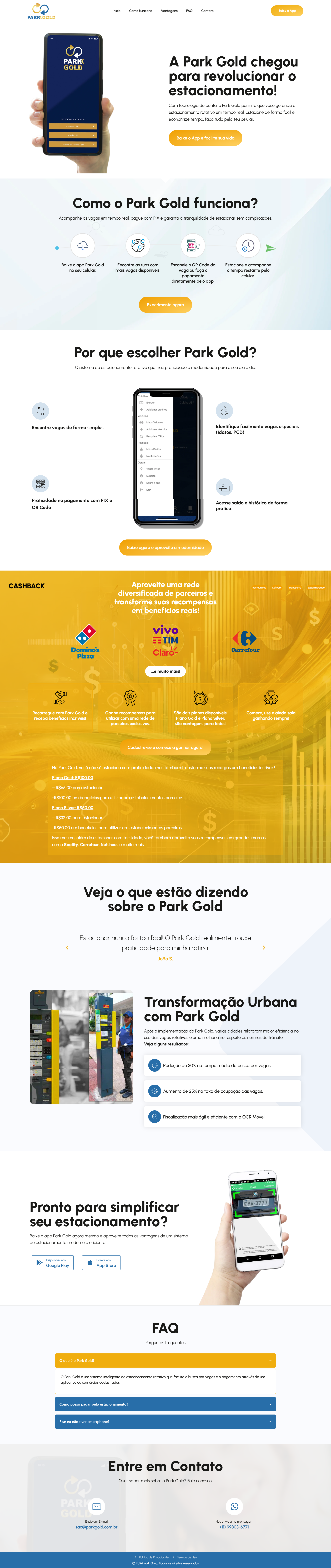 Criação de Landingpage Park Gold